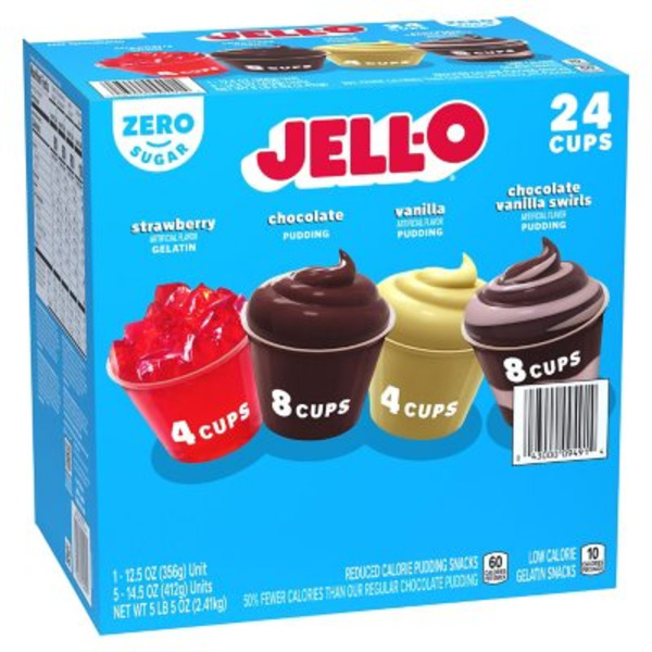 Jell-O Pudding Snacks, Reduced Calorie, Zero Sugar, Assorted Same