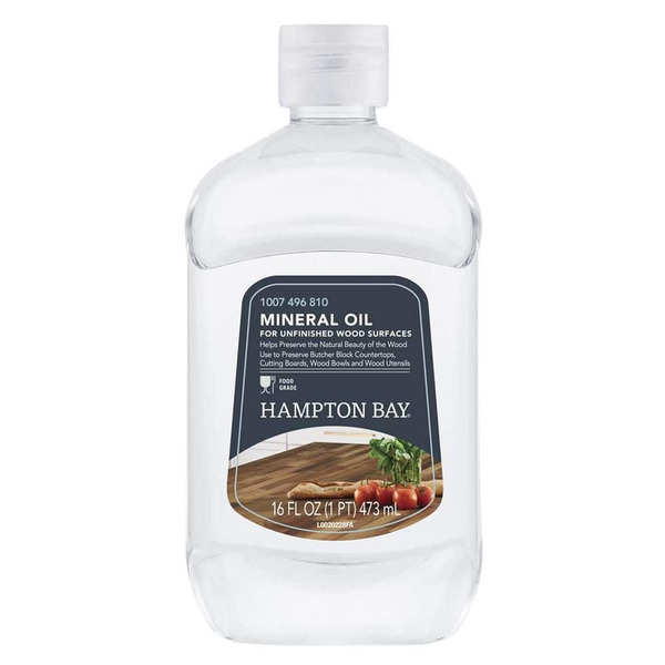 Hampton Bay 16 Oz. Clear Mineral Oil For Butcher Block And Cutting Boards
