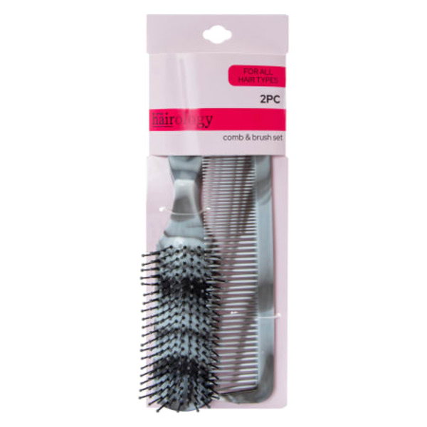 Hairology Hair Brush & Comb Set - Gray