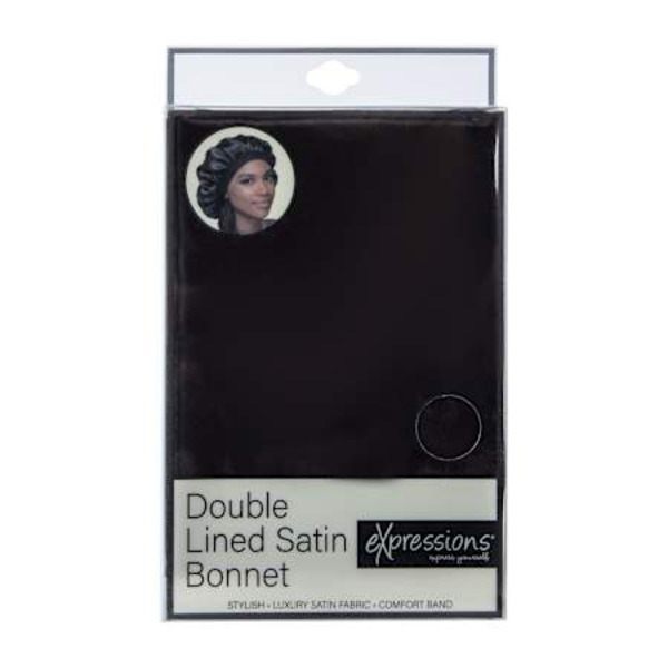 Expressions Double Lined Satin Bonnet - Black