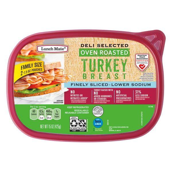 Lunch Mate Family Size Lower Sodium Oven Roasted Turkey in Lunch Meat Tub