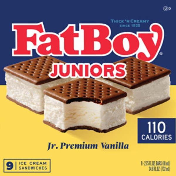 FatBoy Ice Cream Sandwiches, Jr. Premium Vanilla, Juniors