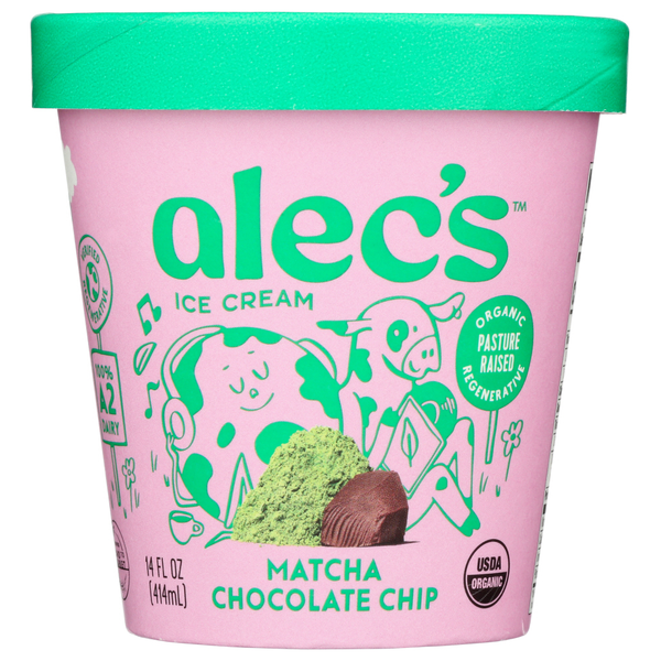 alec's ice cream Matcha Chocolate Chip Ice Cream, A2 Dairy Same