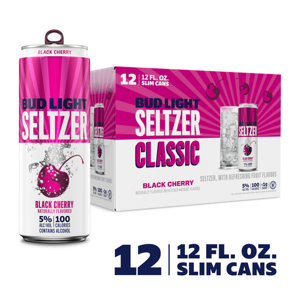 Bud Light Black Cherry, Hard Seltzer, Gluten Free, 12 Pack, 12 Fl