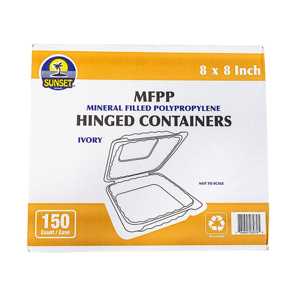 Sunset - TF-81-RD - 8" Hinged TFPP Container - 150 ct