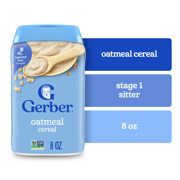 Gerber Stage 1 Baby Food Baby Oatmeal Cereal 8G Whole Grains Infant Cereal Same Day Delivery or Pickup FoodMaxx