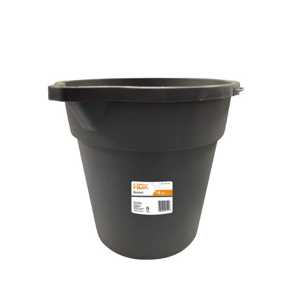 HDX 14 Qt. Gray Round Plastic Cleaning Bucket With Steel Handle