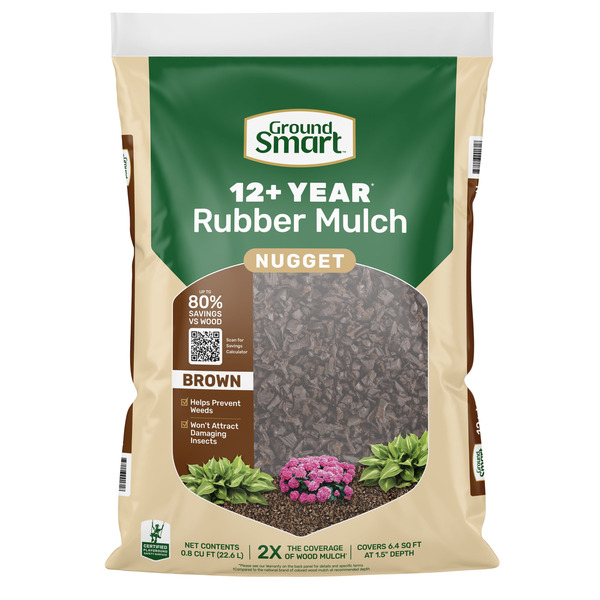 Ground Smart 12+ Year Nugget 0.8 -cu ft Brown Rubber Mulch