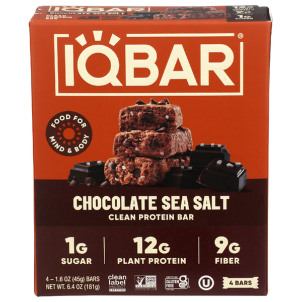 Iq Bar Chocolate Sea Salt Bars 4 Pack