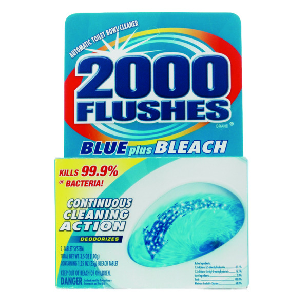 2000 Flushes Toilet Bowl Cleaner, Automatic, Blue Plus Bleach