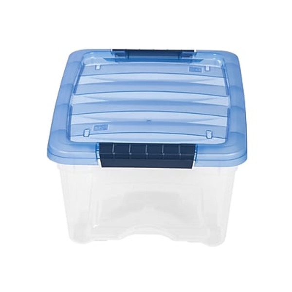 Iris 12.9 Quart Navy & Clear Stack & Pull Latch Lid Storage Bin