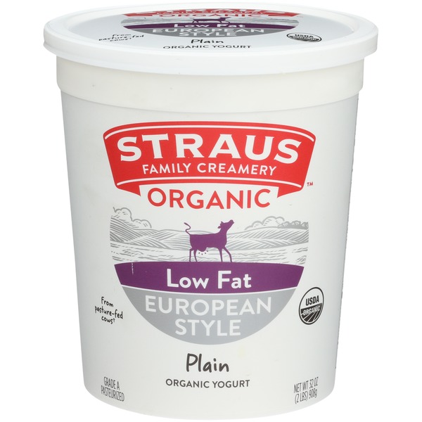 Straus Family Creamery Organic Low Fat European Style Plain Yogurt 32 