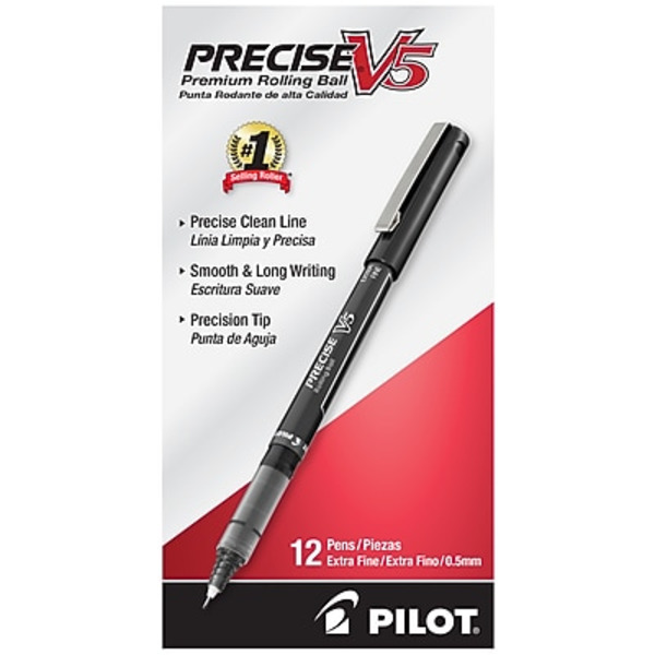 Pilot 0.5 mm Extra Fine Precise V5 Needlepoint Rolling Ball Pens