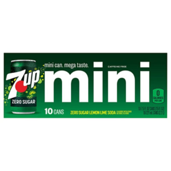 7UP Soda, Zero Sugar, Lemon Lime, Mini