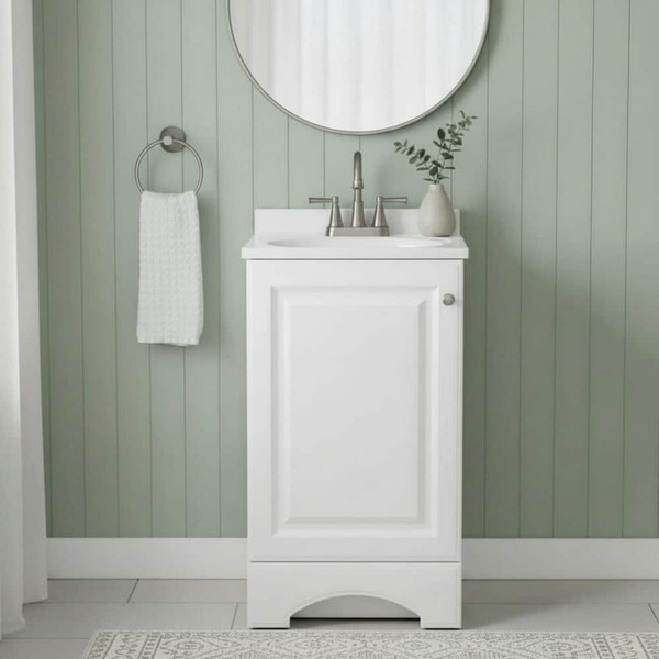 Glacier Bay 19 In. Single Sink White Freestanding Bath Vanity With White Cultured Marble Top (assembled)