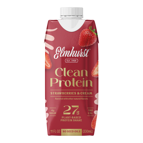 Elmhurst Strawberries & Cream Plant-Based Clean Protein Shake Same