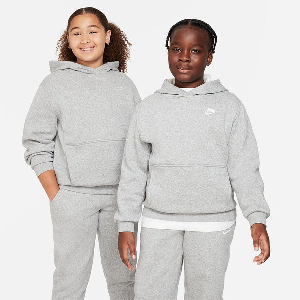 Nike Sportswear Youth Club Fleece Pullover Hoodie - Dark Grey Heather & White