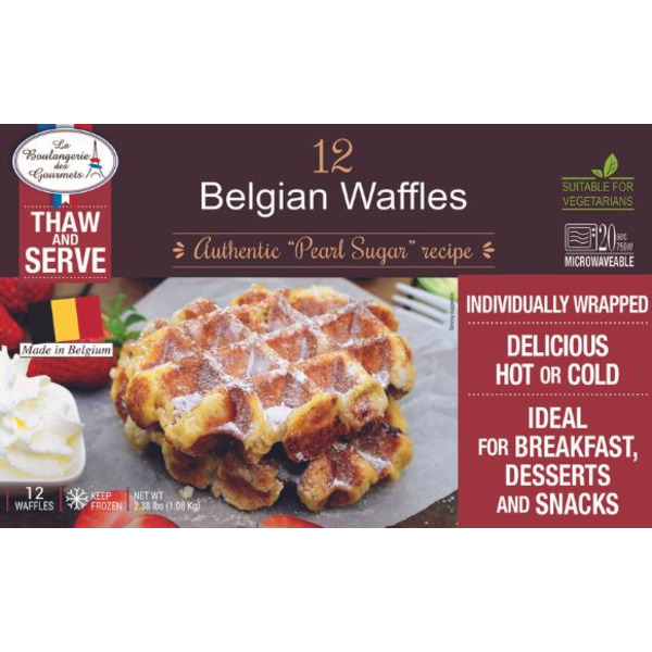 Frozen La Boulangerie des Gourmets - Belgian Waffles, Authentic "Pearl Sugar" recipe - 12 Ct