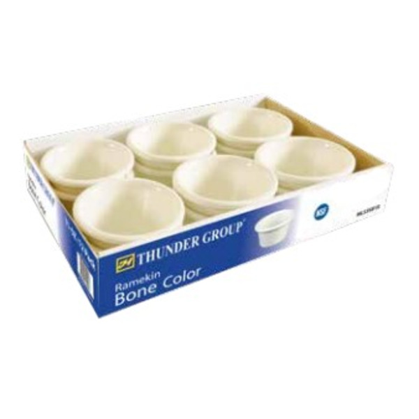 2 oz, 2 7 /8" Fluted Ramekin, Bone-Retail Pack, 12 Ct