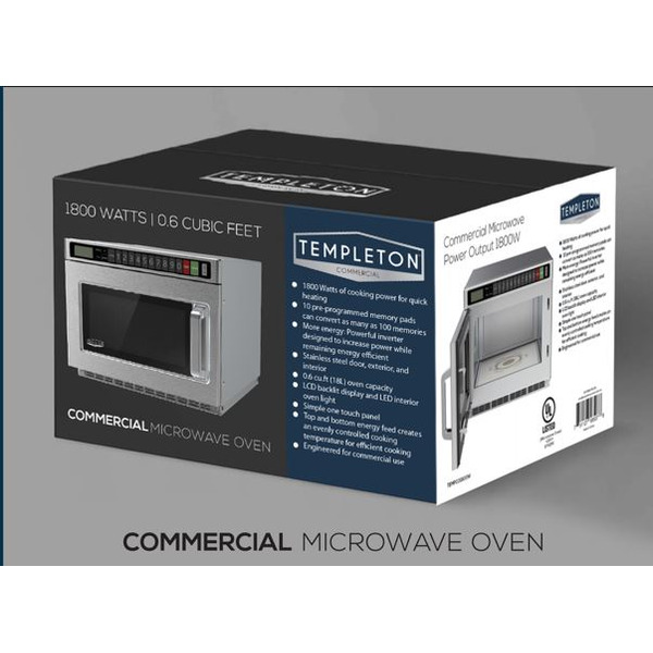 Templeton Commercial Microwave Oven, 0.6 Cubic Feet, 1800 Watts
