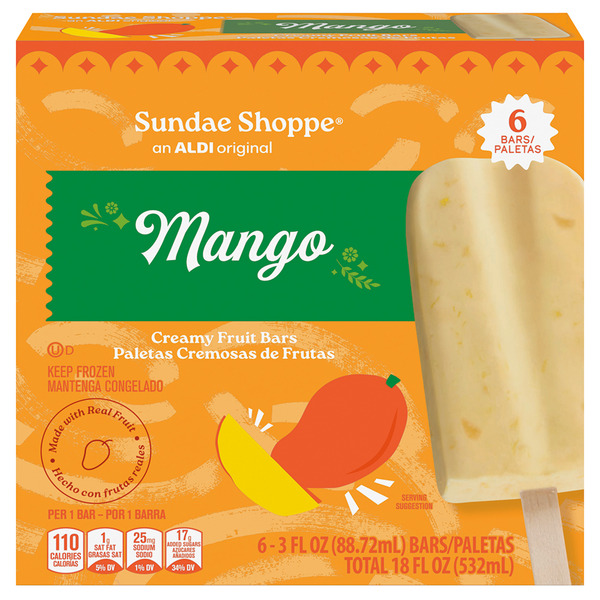 Sundae Shoppe Premium Mango Ice Cream Bars, 6 count Same-Day