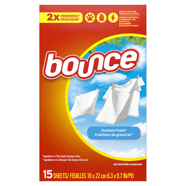 Bounce - Fresh Scent Dyer Sheets - 15/15-ct pkgs
