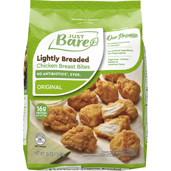 Just Bare Fully Cooked Lightly Breaded Chicken Breast Bites