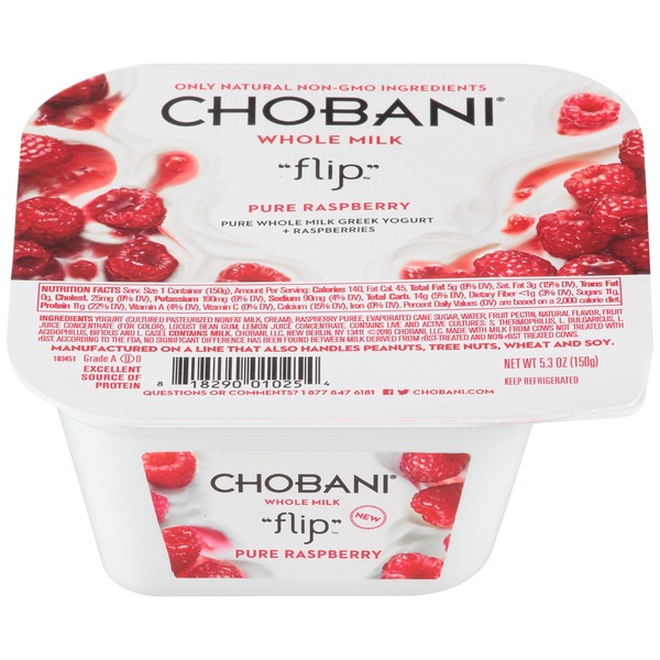 Chobani Flip Pure Raspberry Whole Milk Greek Yogurt (5.3 oz) from