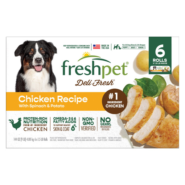 Freshpet Deli Fresh Dog Food, Chicken Recipe, 1.5 lbs, 6-rolls