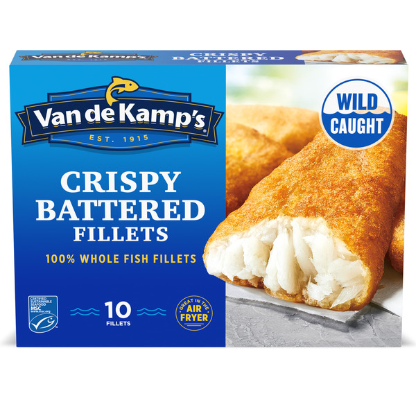 Van de Kamp's Crispy Battered 100% Whole Fish Fillets, Frozen