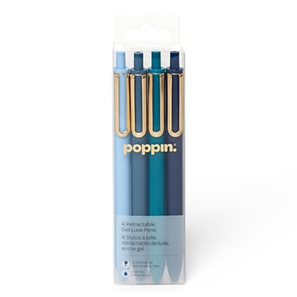 Poppin 105390 Fine Point Blue Ink Luxe Retractable Gel Pen