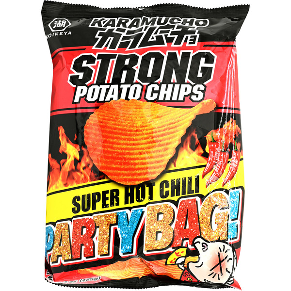 Koikeya Potato Chips, Super Hot Chili, Strong, Karamucho, Party Bag