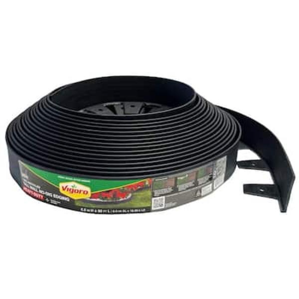 Vigoro 60 Ft. X 2.5 In. Black Plastic Landscape No-dig Edging Tall Wall