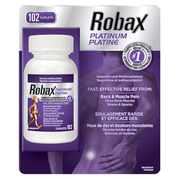 Robax Platinum Ibuprofen & Methocarbamol Caplets on Card, 102-count