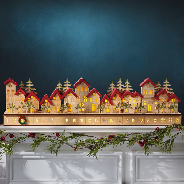 Holiday Wooden Village LED Advent Calendar