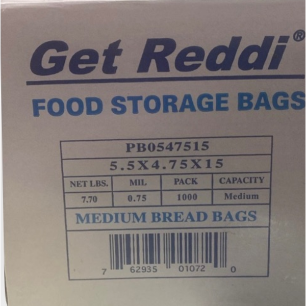 Get Reddi - Clear Poly Medium Bread Bags, 5.5x4.75x15" - 1000 ct