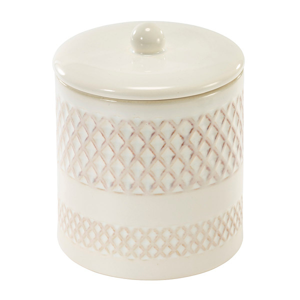 Nicole Miller Ceramic Jar, 4-1/4 x 4 x 4-1/2 in - Cream & Ivory
