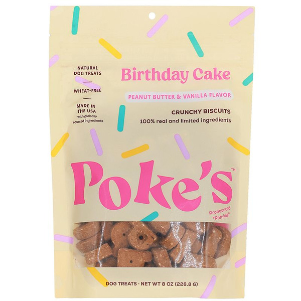 Poke's Natural Birthday Cake Crunchy Biscuits Peanut Butter & Vanilla Flavor Dog Treats