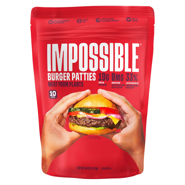 Impossible Plant-Based Burger Patties, 4 oz, 10-count