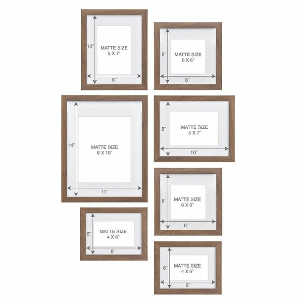 Belle Maison 7 pc Gallery Wall Frame Set, Brown