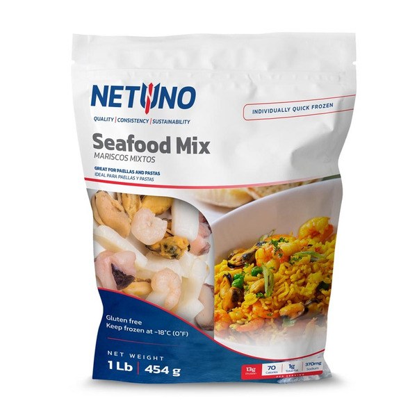NETUNO Seafood Mix 1 lb. Bag - Squid, Mussels, Octopus & Shrimp