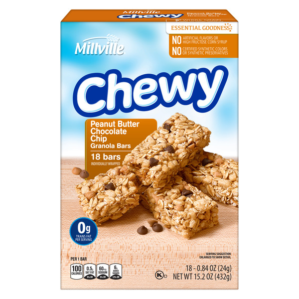 Millville Chocolate Chip Peanut Butter Chewy Granola Bars