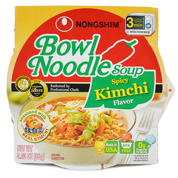 Nongshim Bowl Noodles, Spicy Kimchi Flavor