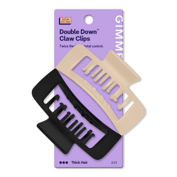 GIMME beauty Thick Hair Double Teeth Rectangle Claw Clip - Blonde/Black