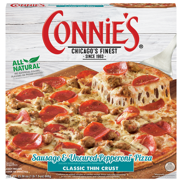 Connie's Pizza Classic Thin Crust Sausage & Uncured Pepperoni Pizza