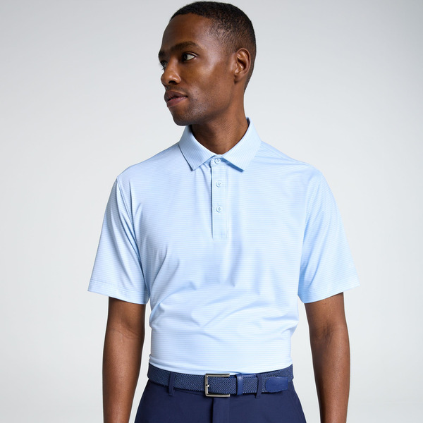 Walter Hagen Men's Performance 11 Stripe Polo, M - Clear Blue/White