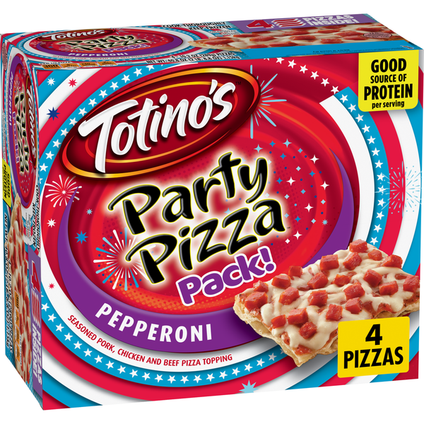 Totino's Party Pizza Pack Pepperoni Thin Crust Frozen Pizza