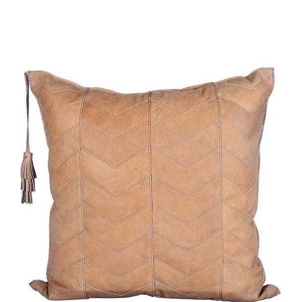 HiEnd Accents Oversized Chevron Leather Pillow with Tassels