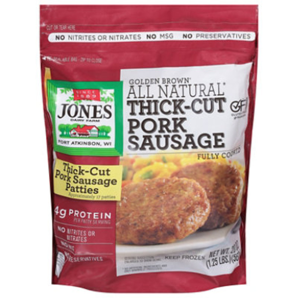 Jones Dairy Farm Pork Sausage, Thick-Cut, All Natural, Golden Brown