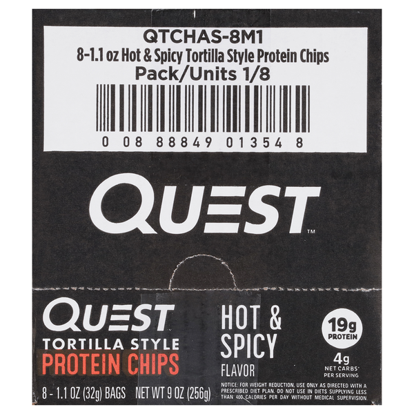 Quest Protein Chips, Hot & Spicy Flavor, Tortilla Style